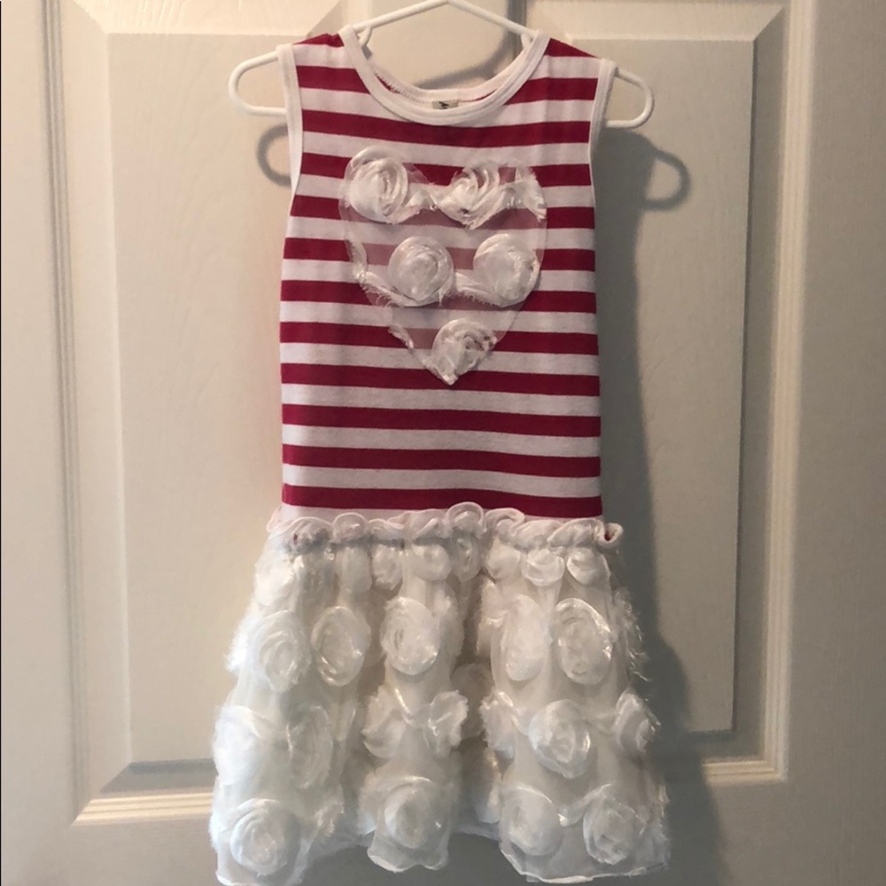 3T Mignone magenta and white striped roselet dress